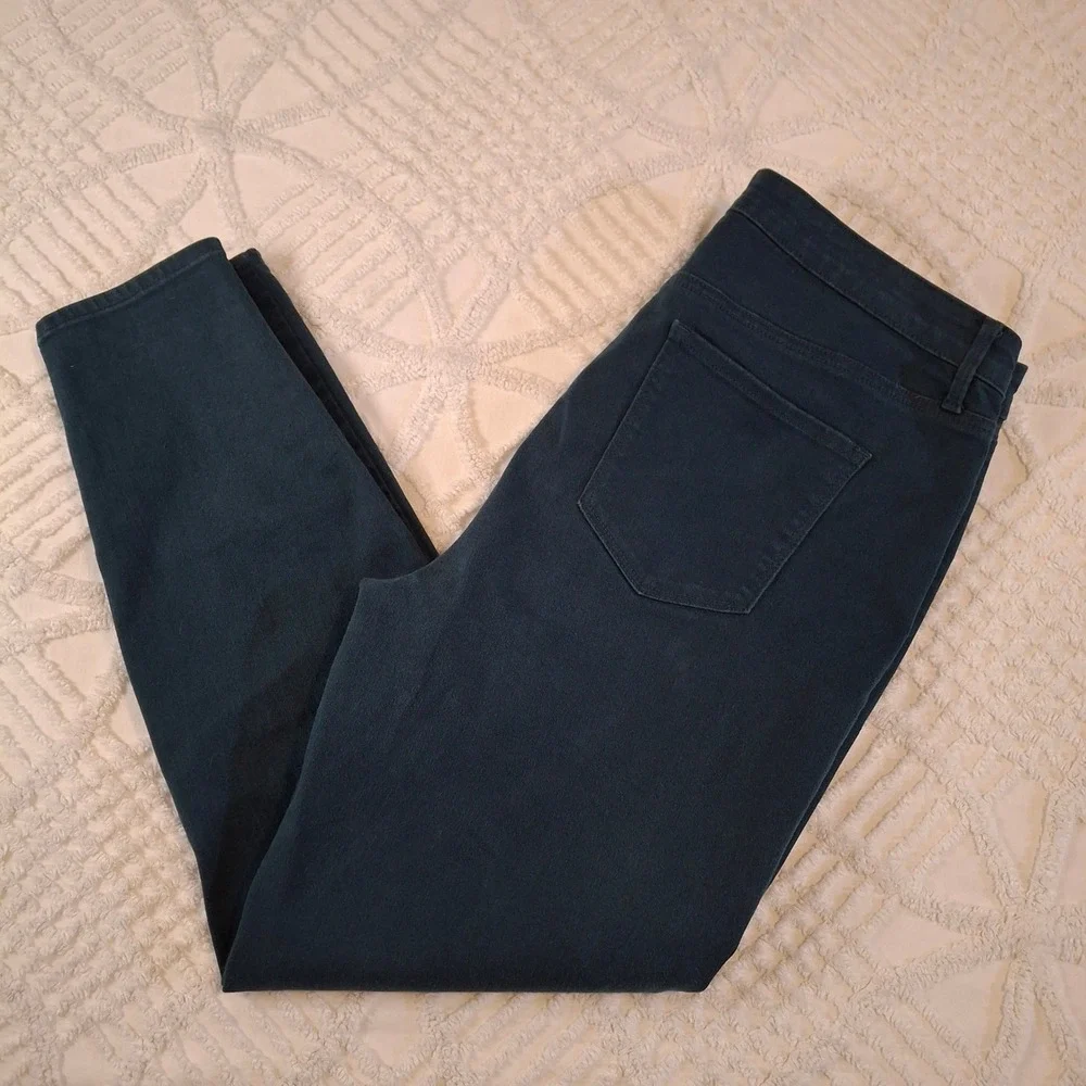 Talbots Womens 14 High-Waist Jegging Ankle Dark Teal Flawless Cotton Blend Pants
